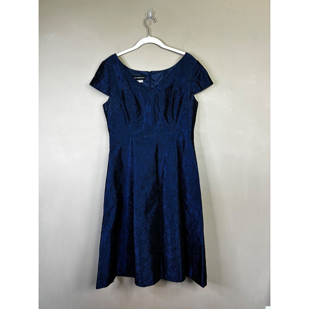Donna Morgan Navy Blue Floral Embroidered Cap Sleeve Cocktail Dress Size 8